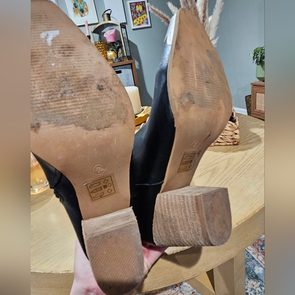 Black Western Metal Toe Ankle Boots Cowgirl Stacked Heel. Size 7 - Picture 13 of 16